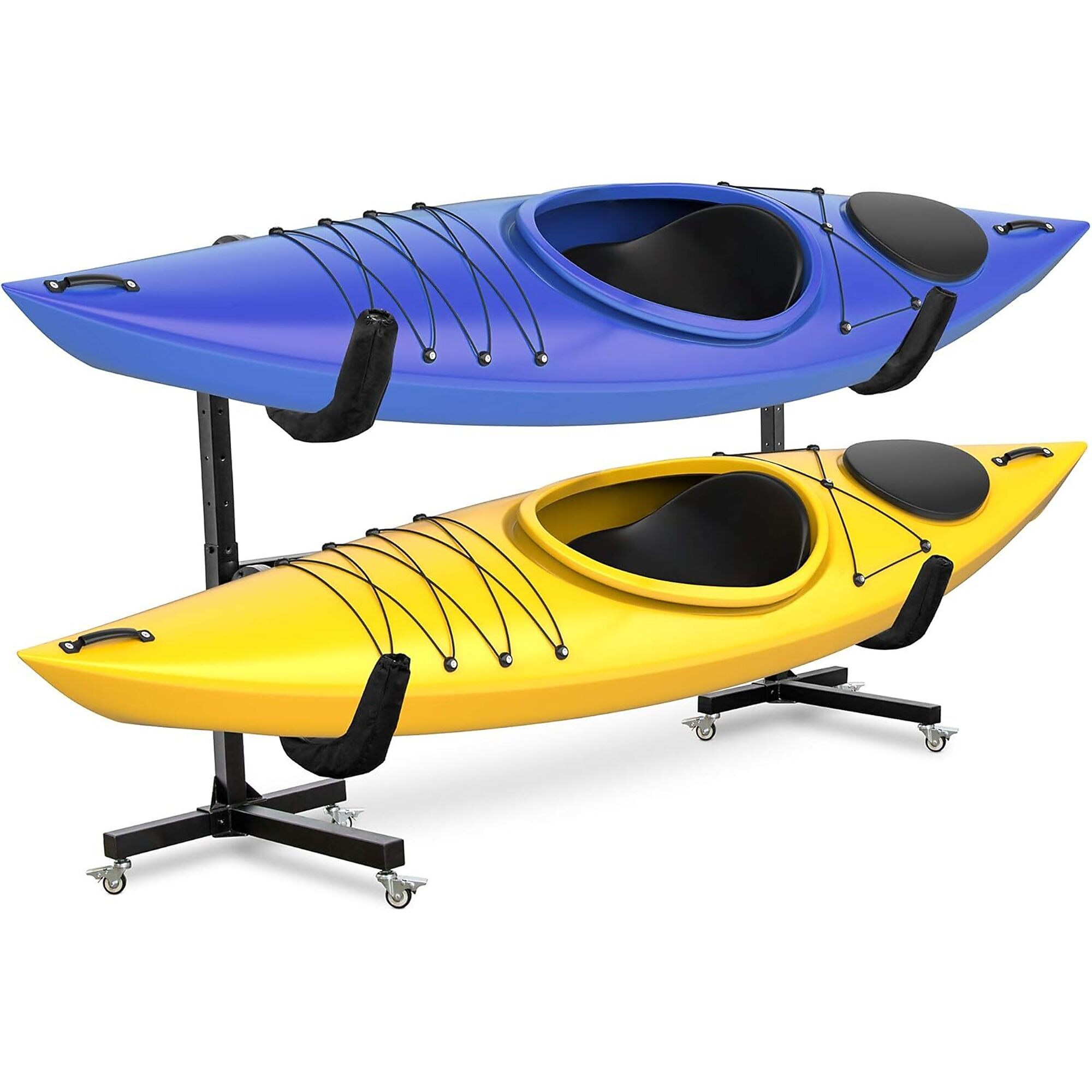 RaxGo, Freestanding 2-Kayak Rack with Wheels, Length 94 in, Width 26 in, Model# RGFSKRWW